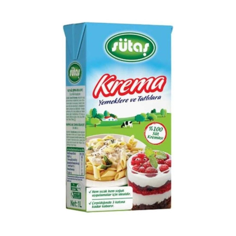 SUTAS CREAM WHIPPING AND COOKING / TATLILARA VE YEMEKLERE 1L, PACK OF 12