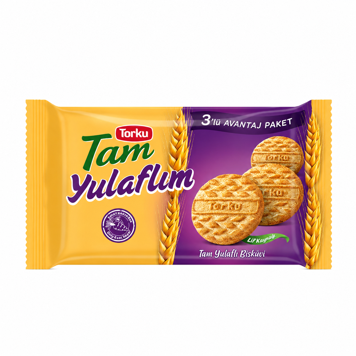 TORKU TAM BISCUIT W OAT (YULAFLI) 3 PCS, 375 GR, PACK OF 12