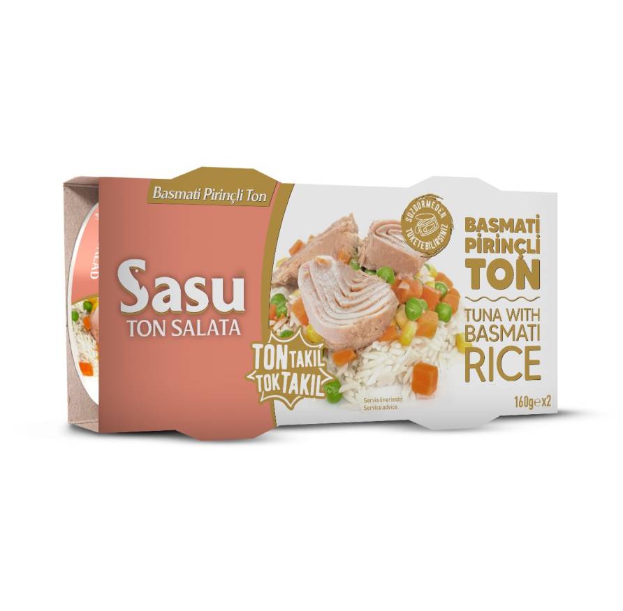 SASU CANNED TUNA WITH BASMATI RICE COMBO PACK 2 PCS, 140GR, PACK OF 12