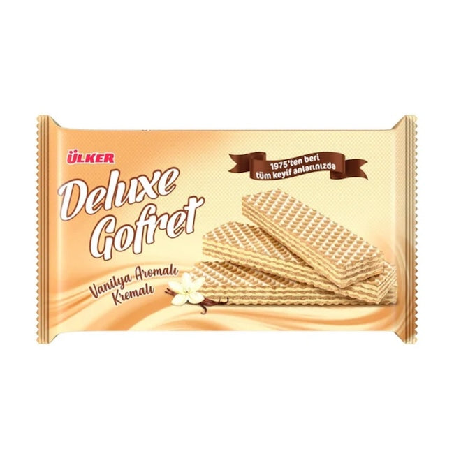 ULKER DELUXE VANILLALI GOFRET (VANILLA WAFER) 220 GR, PACK OF 10