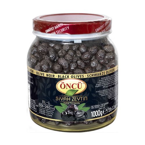 ONCU BLACK OLIVES (SIYAH ZEYTIN) XL-L (201-260) PET 1KG 6 PCS