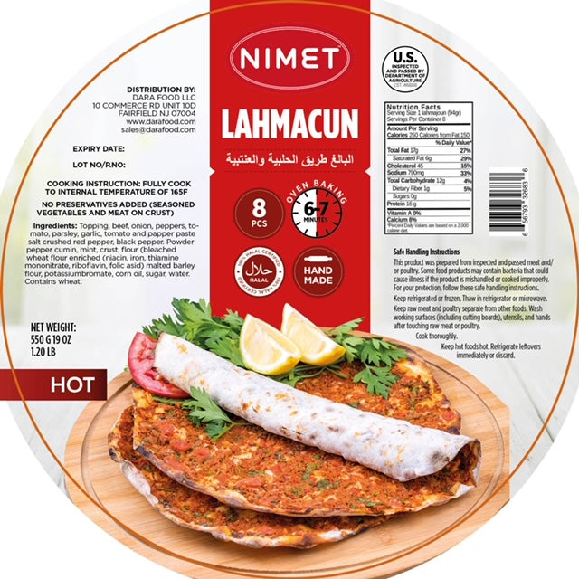 NIMET HOT LAHMACUN (TURKISH STYLE PIZZA) 550 G 20 PCS