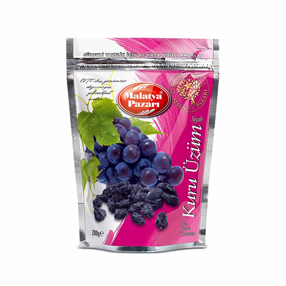 MALATYA PAZARI BLACK RAISINS (SIYAH KURU UZUM) 200 GR 8 PCS