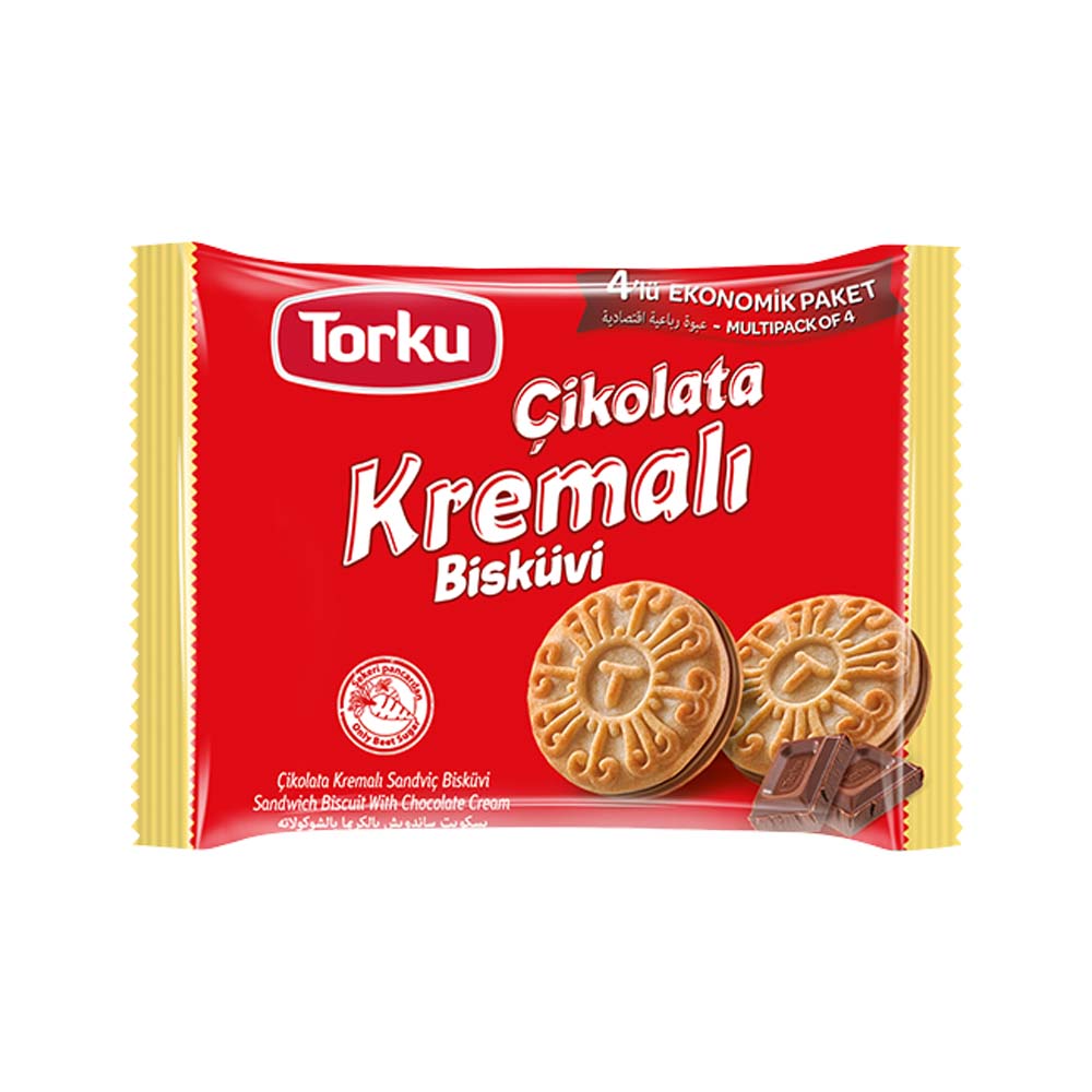 TORKU BISCUIT W COCOA CREAM (CIKOLATALI KREMALI) 4PCS, 61 GR, PACK OF 8
