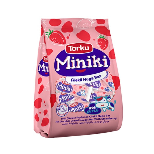 TORKU MINIKI NOUGAT BAR MILK CHOCOLATE COATED W STRAWBERRY 240GR 8 PCS
