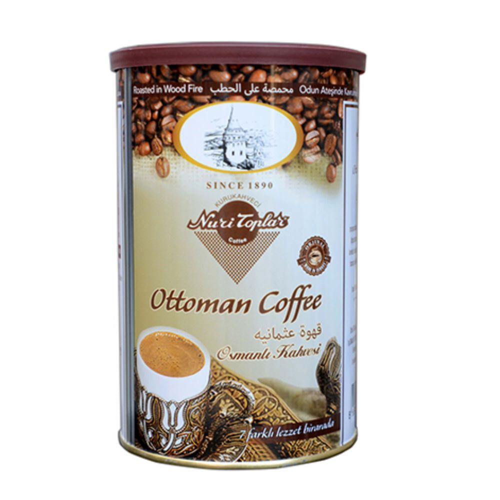 NURI TOPLAR TURKISH OTTOMAN COFFEE TIN BOX 250GR, PACK OF 12