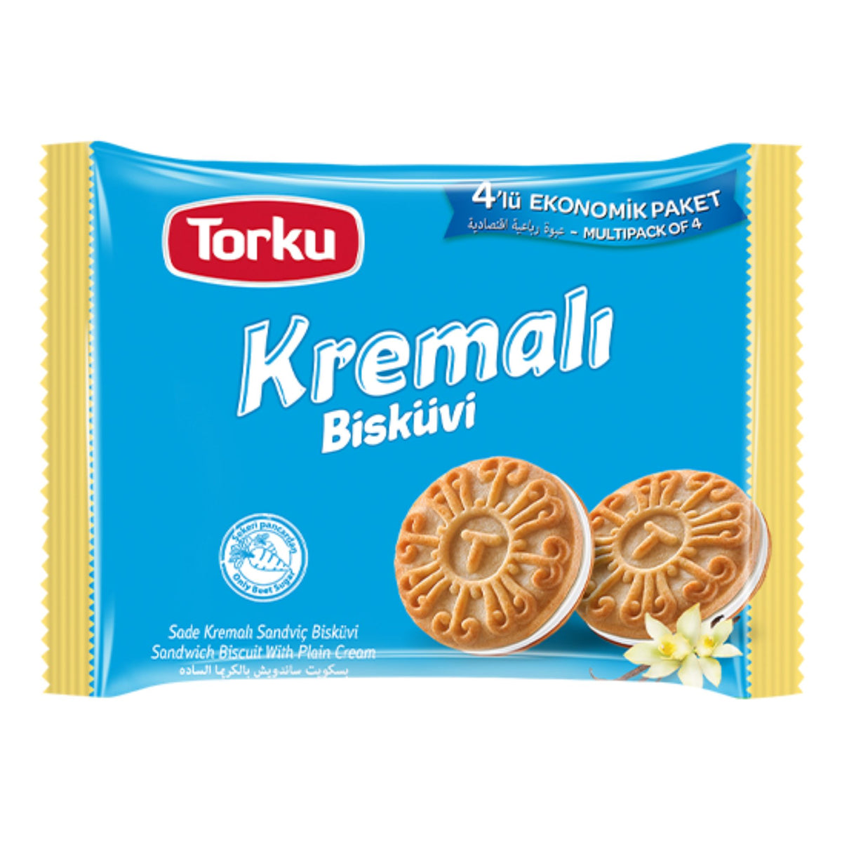TORKU KREMALI BISCUIT W VANILLA CREAM (SADE KREMALI) 4 PCS, 61 GR, PACK OF 8