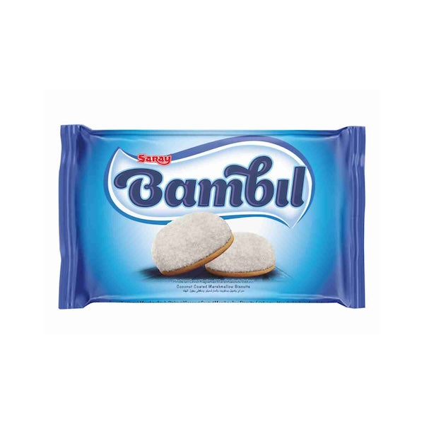 SARAY BAMBIL COCONUT GRANUR COATED MARSHMALLOW BISCUIT 100GR, PACK OF 24