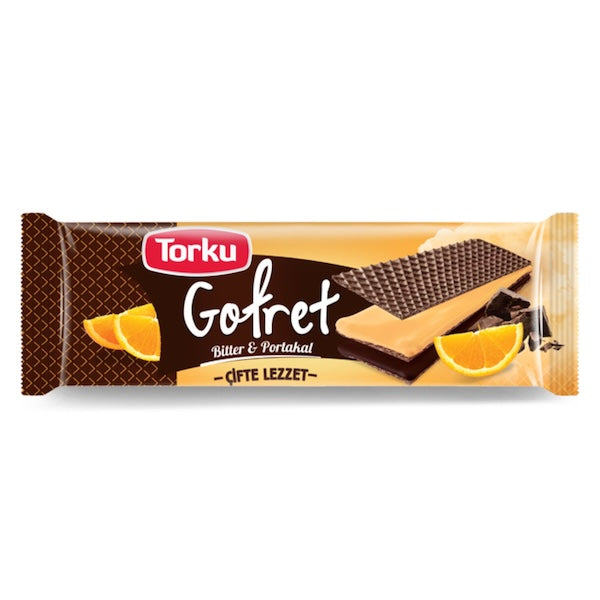 TORKU WAFER W BITTER CHOCOLATE & ORANGE (BITTER PORTAKAL GOFRET) 142GR, PACK OF 19