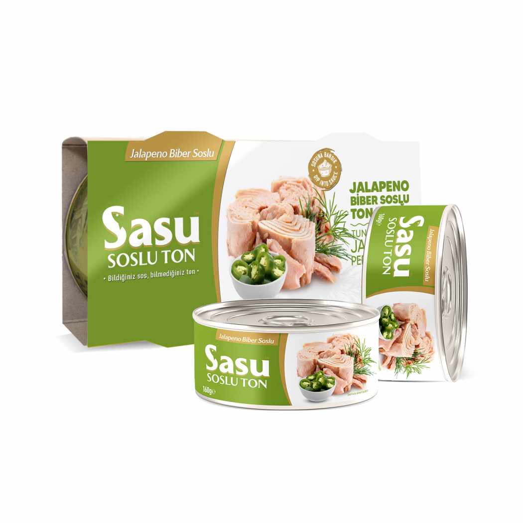 SASU CANNED TUNA WITH JALAPENO COMBO PACK 2 PCS, 160GR, PACK OF 12