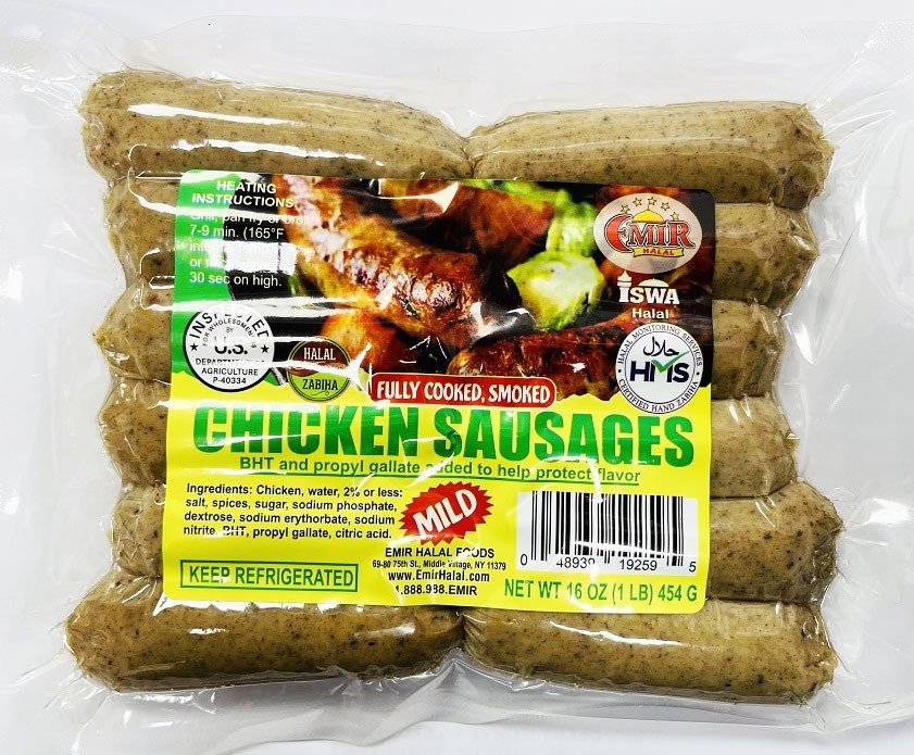 EMIR HALAL PREMIUM CHCIKEN SAUSAGE MILD (1 LB) 10 PCS