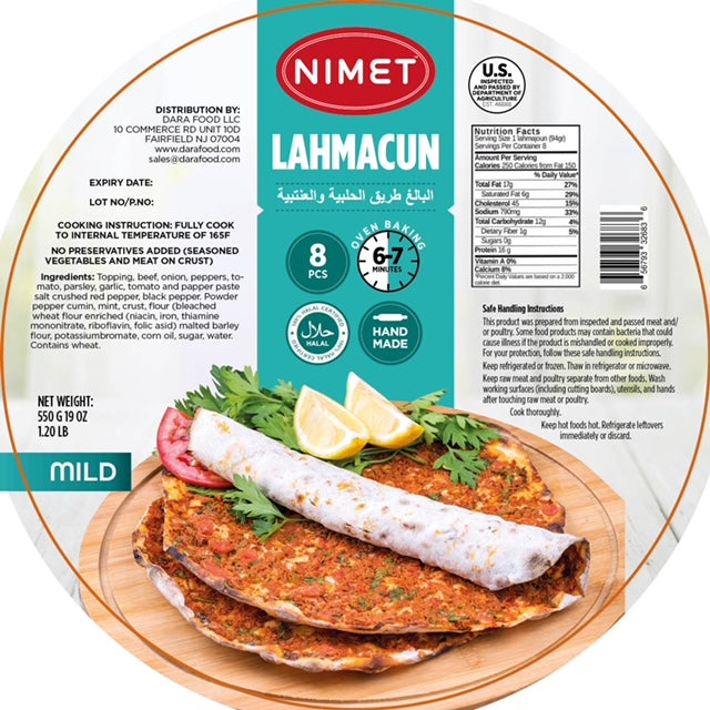 NIMET MILD LAHMACUN (TURKISH STYLE PIZZA ) 550GR 20 PCS