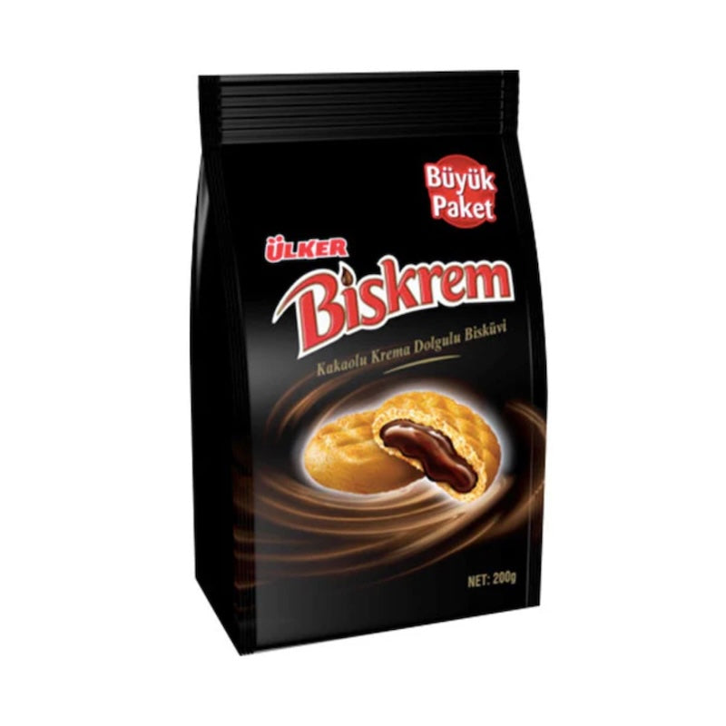 ULKER BISKREM BISCUITS COCOA PACK 200 GR, PACK OF 12