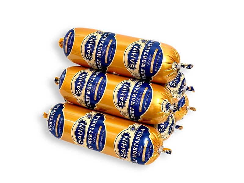 SAHIN BEEF MORTADELLA PLAIN 1 LB 16 PCS