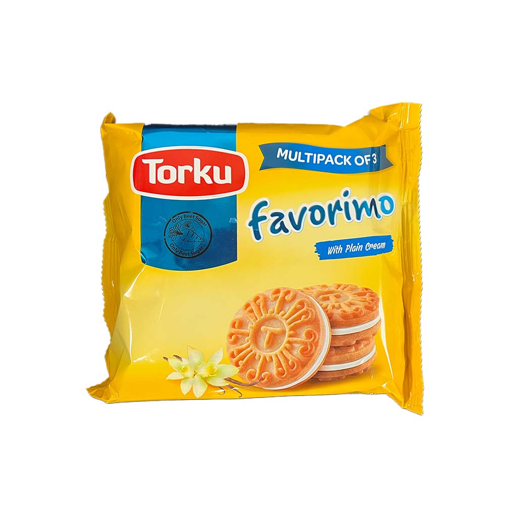 TORKU FAVORIMO PLAIN CREAM BISCUIT 3 PCS, 61 GR, PACK OF 16
