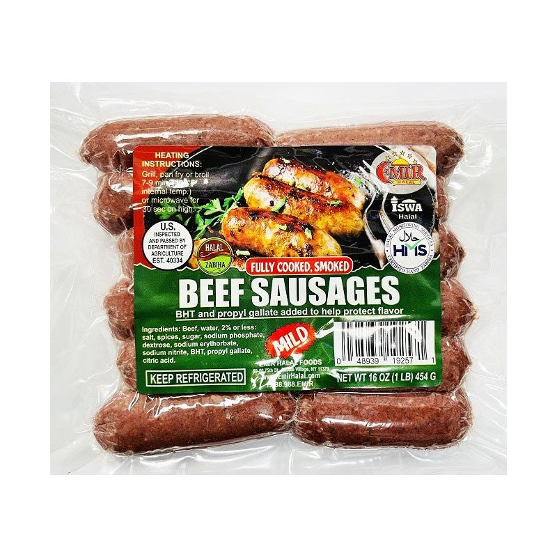 EMIR HALAL PREMIUM BEEF SAUSAGE MILD (1 LB) 10 PCS