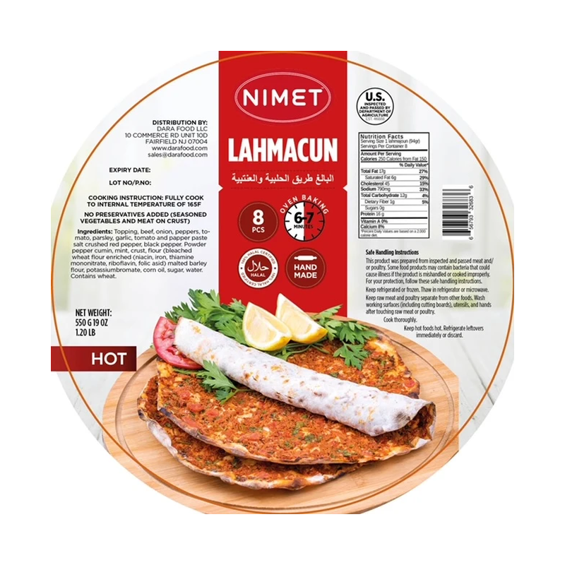 NIMET HOT LAHMACUN (TURKISH STYLE PIZZA) 550 G 20 PCS