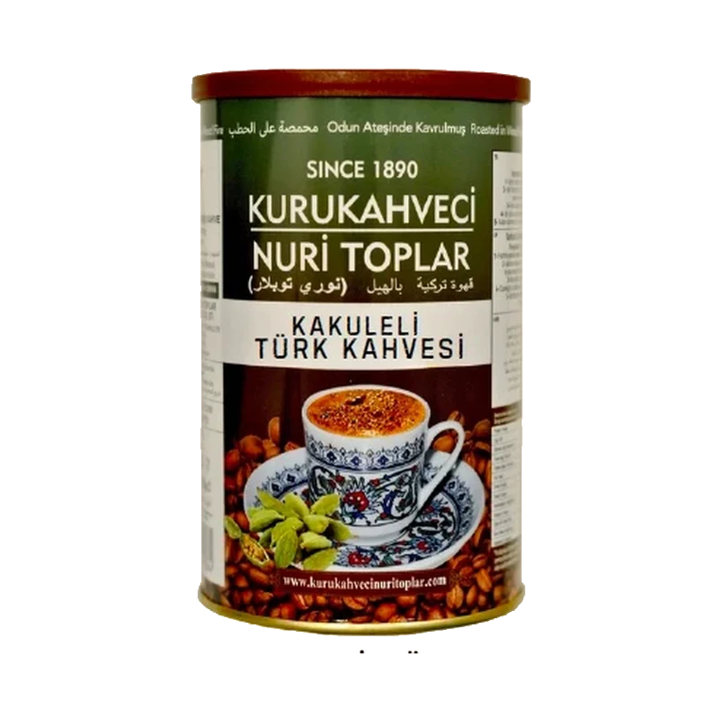 NURI TOPLAR TURKISH COFFEE W CARDAMOM (KAKULELI) TIN BOX 250GR, PACK OF 12