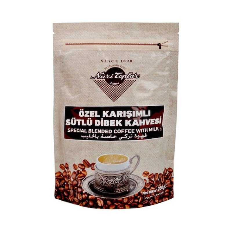 NURI TOPLAR TURKISH COFFEE W MILK SPECIAL BLEND (DIBEK) FOIL 250GR, PACK OF 24