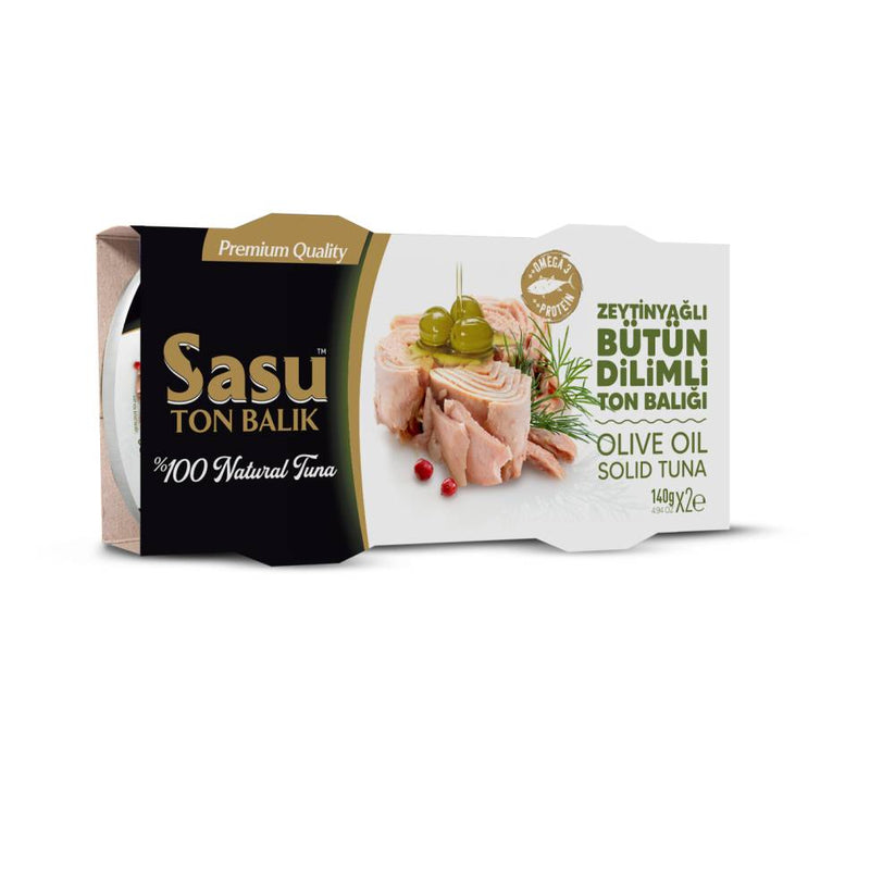SASU CANNED TUNA IN OLIVE OIL COMBO PACK 2 PCS, 140GR, PACK OF 12